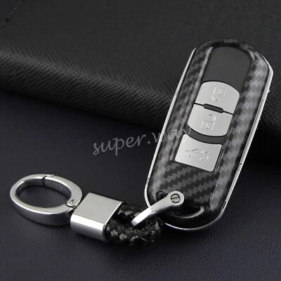 $25.92 • Buy FOR Mazda 2/3/6/CX3/CX5/CX9/MX5 Carbon Fiber Hard Smart Key Chain Shell Cover