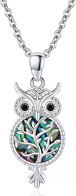 Owl Tree Of Life Necklace 925 Sterling Silver With Abalone Shell Family Tree Of  • $108.51