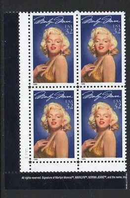 ALLYS STAMPS US Plate Block Scott #2967 32c Marilyn Monroe [4] MNH F/VF [STK] • $2.50