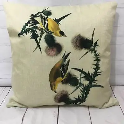 Yellow Birds Cushion Cover Decorative Country Style Wildlife Nature Shabby Chic  • £4.99