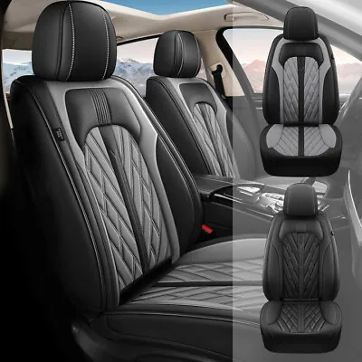 Black&Gray Fuax Leather Car 2/5-Seat Covers Front & Rear Cushion Pad For SUV • $92.99