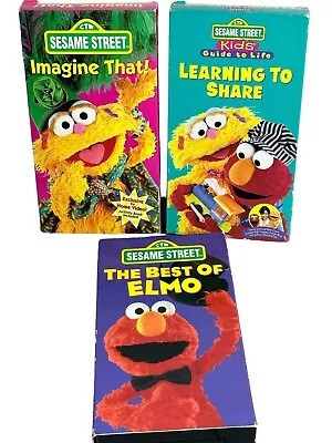 Sesame Street VHS Lot Of 3 Imagine That Learning To Share And The Best Of Elmo • $17.59