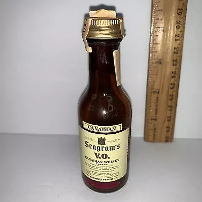 Scarce Vintage Tax Stamp 1969 Seagram's 7 Crown VO Miniature Whiskey Bottle Mini • $10