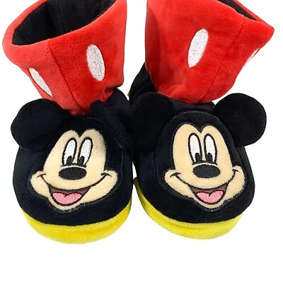 Toddler Mickey Mouse Disney Boot Slippers Size 9/10 Hard Sole Booties • $12.75