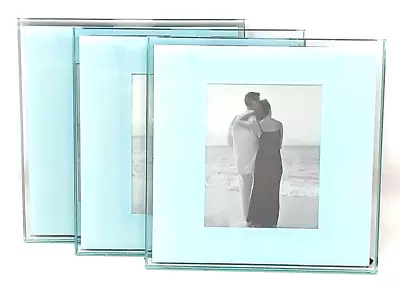 3 Glass Picture Coasters Framed Light Blue  3.5/8  X 3.5/8  Replacement Lot #S-2 • $9.01