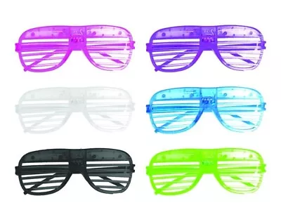 Flashing Glasses LED Lights Glowing Shutter Shades. Fancy Dress Party Sunglasses • £2.68