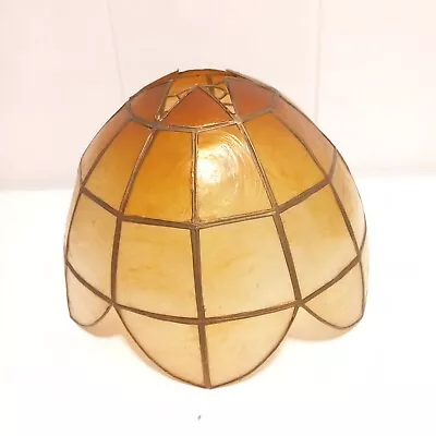 Vintage Capiz Shell Lampshade Light Shade Scalloped Edge Gold • £24.99