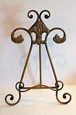 Ornate Brown Metal Easel Picture Display Stand 19  Art Picture Holder • $14.99