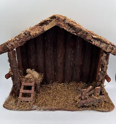 VTG Nativity Wooden Stable Manger Creche Holiday Christmas • $34.99