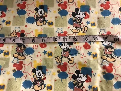 New 1.25 Yd 44/45” W Disney Mickey Mouse Multicolor Cotton Flannel Fabric • $6.99