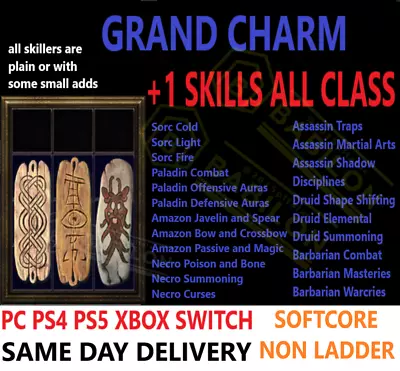 ✅pc Ps4 Ps5 Xbox Switch✅charms +1 Skill All Class Diablo 2 Resurrected Items D2r • $1.61