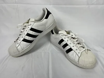 $29.99 • Buy Adidas Superstar Trainers Sz 8 US White Black Sneakers Good Condition