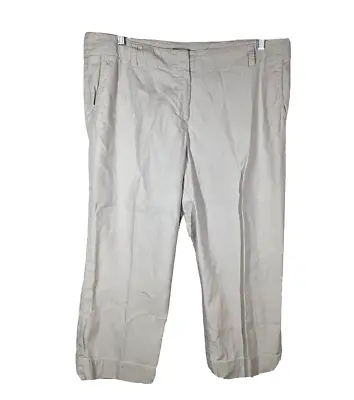 J Jill Linen Capri Pants Womens Size 16 Cropped Stretch Beige Pockets Mid Rise • $19.50