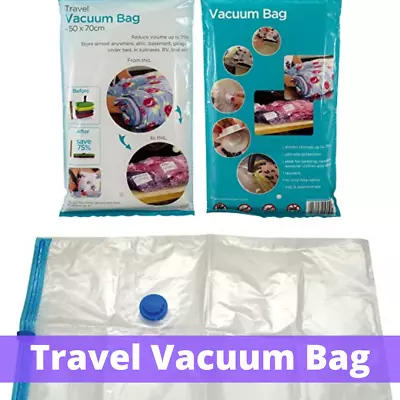 Ashley Travel Vacuum Bag Space Saving Storage Reusable Air Tight Size 50 X 70cm  • £2.99