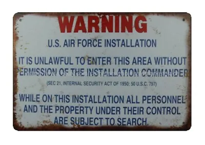 $18.99 • Buy  Garage Wall Decals Arning U.S.Air Force Installation Metal Tin Sign