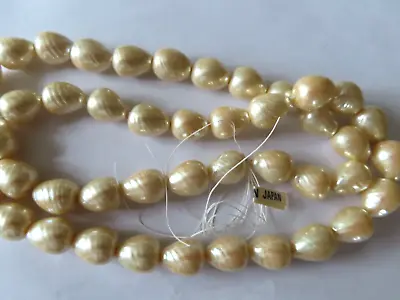 Strand Of 45 Vintage Japanese Glass Designer Fancy Pearls 14mm Creamrose • $6.99