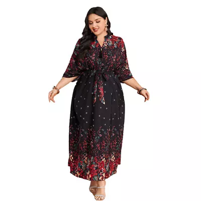 Dubai Kaftan Women Floral Print Maxi Dress Muslim Long Abaya Islamic Turkey Gown • $56.05