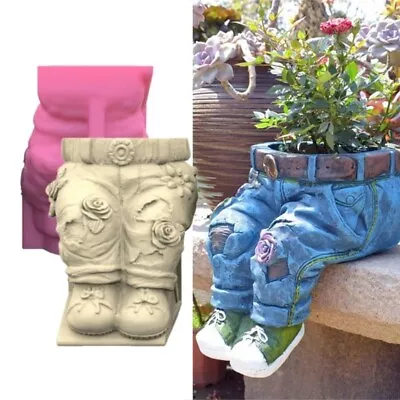 Sitting Pants Planter Silicone Mold Gypsum Concrete Pen Holders Flowerpots Mould • $39.89