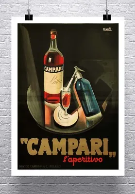 Campari Vintage 1926 Italian Liquor Poster Rolled Canvas Giclee Print 24x32 In. • $57.72