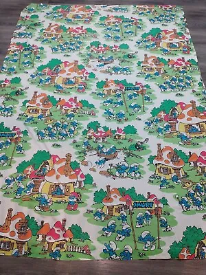 £9.94 • Buy Vintage SMURF Flat Bed Sheet Fabric Material READ MORE