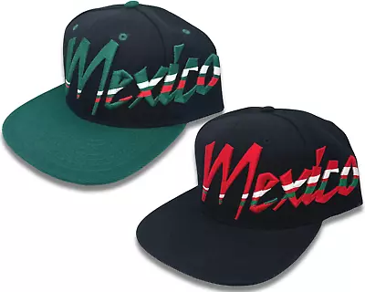 Mexico Snapback Hat Large High-Def 3D Text Embroidery Flatbill Baseball Cap • $18.79