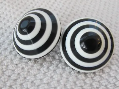 Vintage LES BERNARD MCM MODERNIST White BLACK Geometric LUCITE Pierced Earrings • $69.50