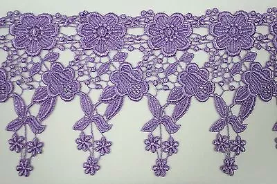 4.5  19 Colors Dangling Floral Venice Lace Trim Flower Fringe Guipure By Yardage • $18.99