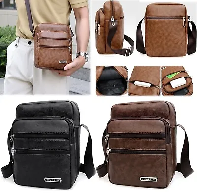 Men Small Laptop Messenger Bags Men's Leather Shoulder Bag Crossbody Wallet Bags • £6.99