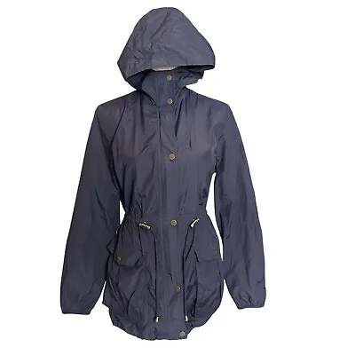 Navy Fat Face Coat Women’s Size 10 Long Sleeved Full Zip Water Resistant Hooded • £12