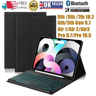 For Apple IPad Air 2 1 & 5th 6th Gen 9.7  2018 Case W/Bluetooth Backlit Keyboard • £22.41