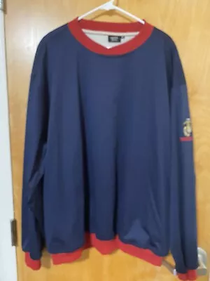 Marine Corps Emblem Vintage Windbreaker Pullover Top AKWA XL Mens Navy Blue Red • $18