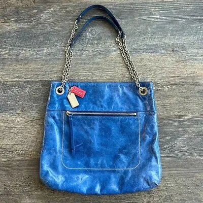 Coach Poppy Slim Tote Cobalt Blue EUC • $80