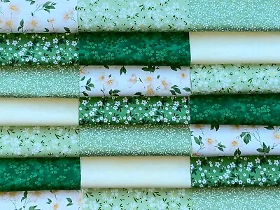 Fabric Patchwork Squares 30 X 5  (12.5cms) Cotton Quilting Craft GREEN Floral 2T • £6.20