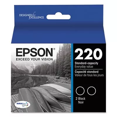 Epson 220 2pk Ink Cartridges - Black (T220120-D2) EXP 04/2022 • $14.39