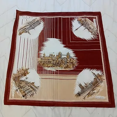 London Vintage Souvenir Scarf Europe UK England Fabric Flags City Map • £24.03