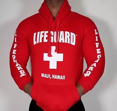 Men's Long Sleeve  Lifeguard Maui Hawaii  Hooded Sweatshirt Size Small • $19.98