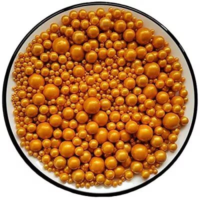 Eastron Edible Gold Pearl Sugar Sprinkles Candy Mixing Size Baking Gold Pearls • $11.37