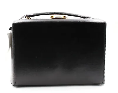 Mark Cross Black Box Grace Bag Leather Top Handle Handbag ~ Pre-owned • $530.40