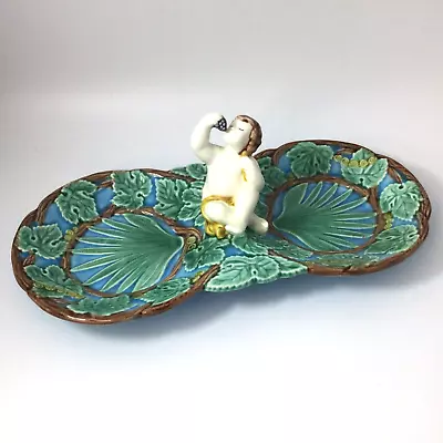 Zrike Handpainted Ceramic Snack Trinket Serving Dish Cherub Leaves Branches • $28