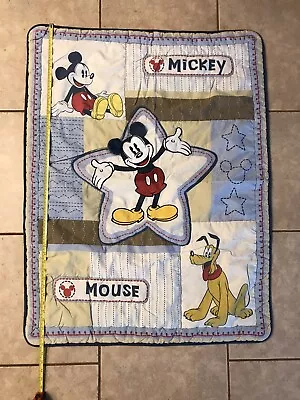 Vintage Disney Baby Mickey Mouse Pluto Puff Blanket Crib Quilt Cover Floppy Ears • $45