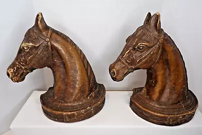 Vintage HORSE Bookends HORSE HEADS Cowboy SOUTHWESTERN Decor SYROCO WOOD USA • $9.95