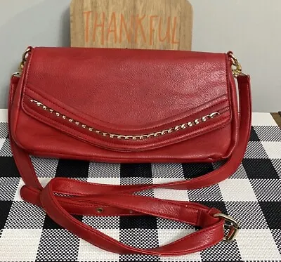 Vieta Fashion Red Leather Crossbody Bag Clutch Convertible • $14.50