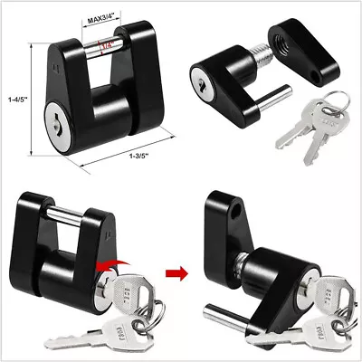 $17.99 • Buy Dia 1/4  Car Trailer Tow Boat RV Truck Van Hitch Hauling Coupler Lock +2 Key Set