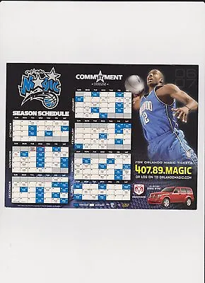 Orlando Magic NBA - Magnetic Game Calendar - 2006/07 Season - Dwight Howard • $5.50