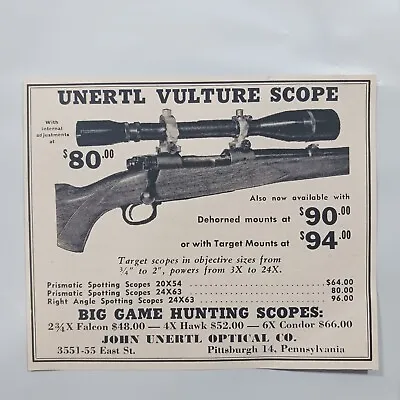 1956 Vintage Unertl Vulture Scope Print Ad • $13.59