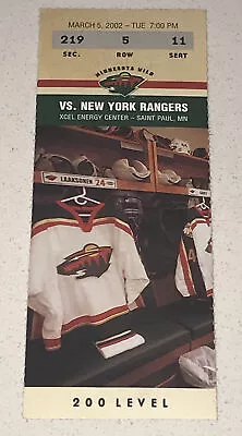 3/5/02 New York Rangers Minnesota Wild NHL Ticket Stub Gaborik Leetch Lindros • $14.99