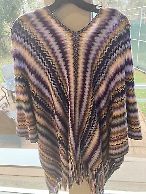 Missoni Italy Poncho/wrap.  Zigzag Pattern.  Purple/blue/orange.  Never Worn • $95