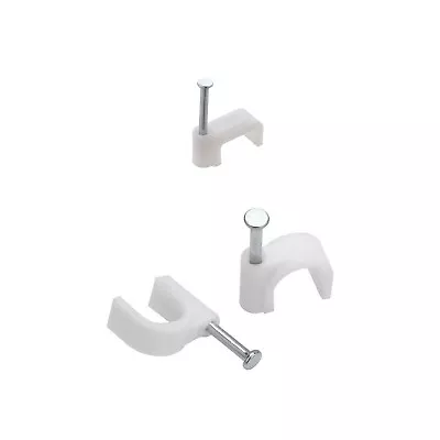 £2.89 • Buy Round Flat Cable Clip White Black Grey Fixing Nail For CCTV LED Strip Internet