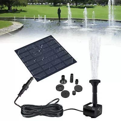 Solar Panel Powered Water Feature Pump Garden Pool Pond Aquarium Fountain 200L/H • £9.99