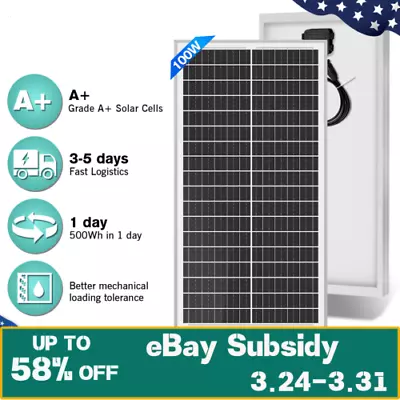 100w Watt 12v Monocrystalline Solar Panel RV Camping Home Off Grid • $40.99